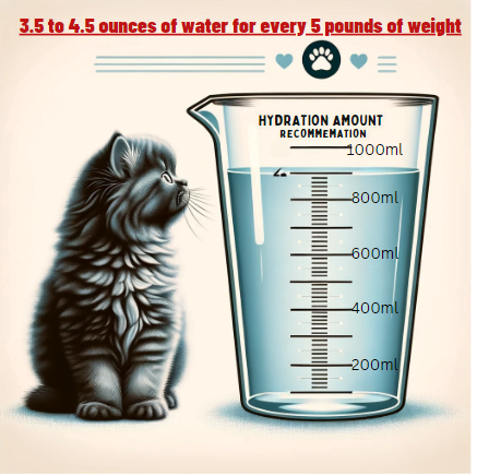 Infographic showing recommended hydration amount for persian kittens