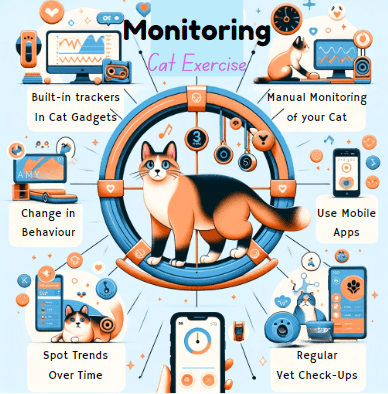 Infographic showing how to monitoring your cat exercise