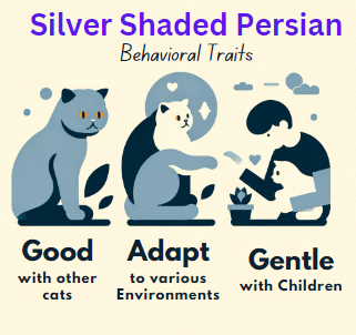 Infographic showing the Behavioral traits of the silver shaded persian cats