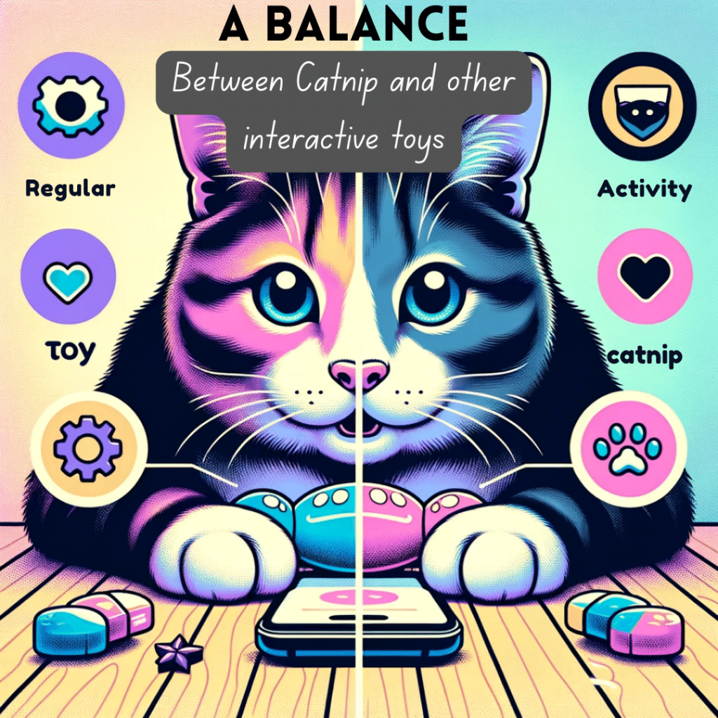 image showing that its important to find a balance between catnip toys and other interactive toys