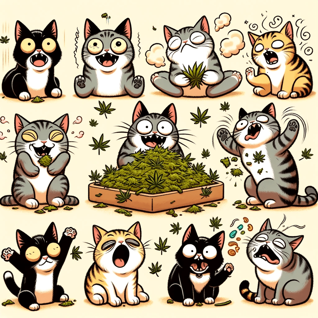 different cat reactions to catnip