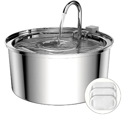 Image of the best stainless steel cat water fountain: Tomxcute cat fountain