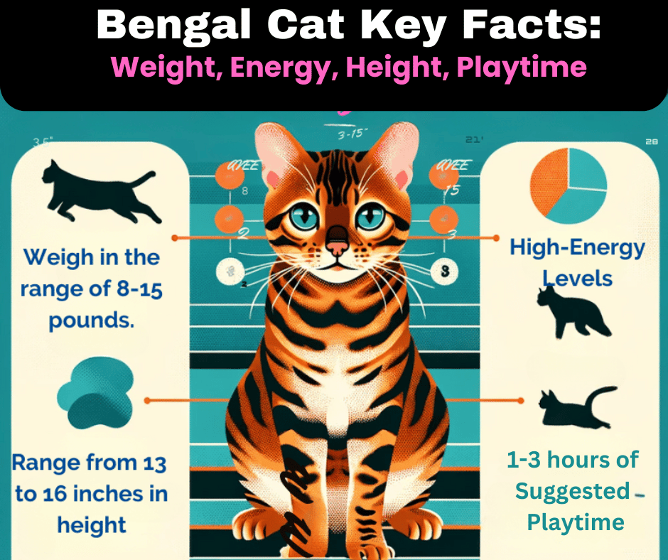 Visual Showing Bengal Cat Key Facts Weight, Energy, Height, Playtime