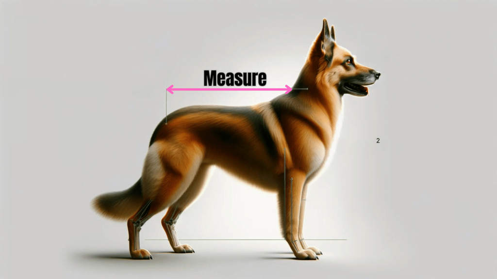 Image showing how someone can measure the length of his dog to determine whether he can use the cat wheel