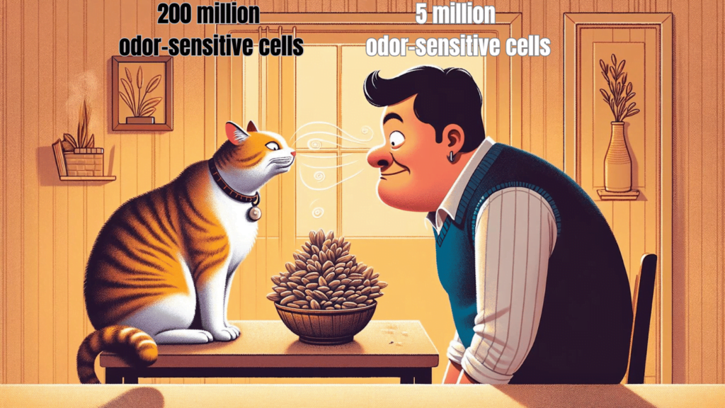 Image showing how much humans smell compared to cats