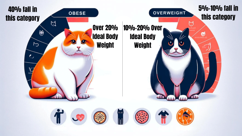 cat weight categories infographic showing statistics between obese and overweight cats