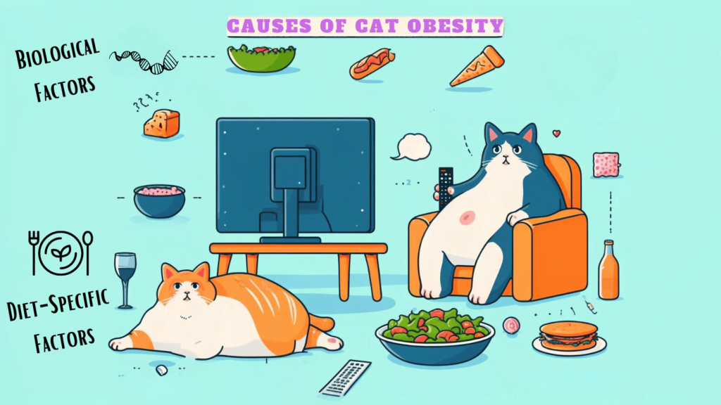 Infographic showing The Causes of Feline Obesity