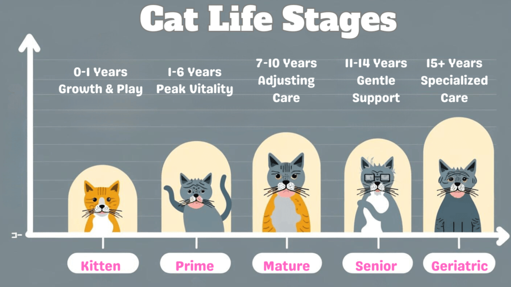 image showing the different cat life stages