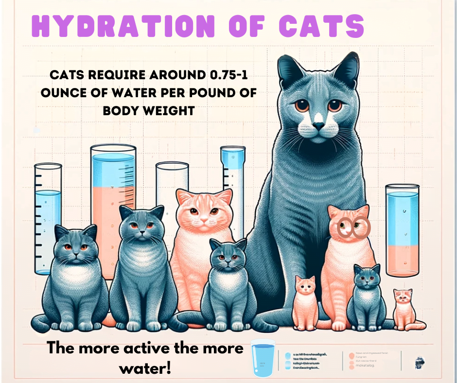 visual showing how much water does a cat need on a daily basis