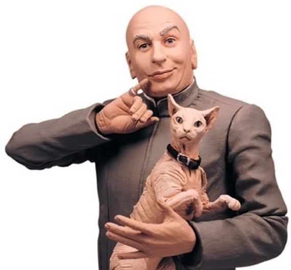 Image of Mr Bigglesworth the cat belonging to Dr evil in Austin Power was a Sphynx cat