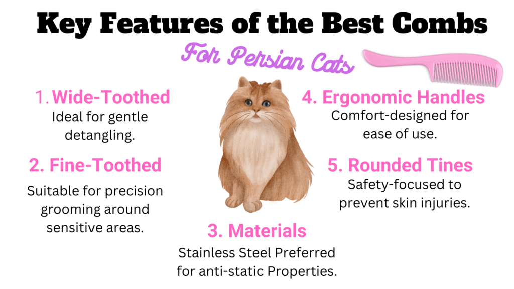 Key Features of the best Combs for Persian Cats Infographic