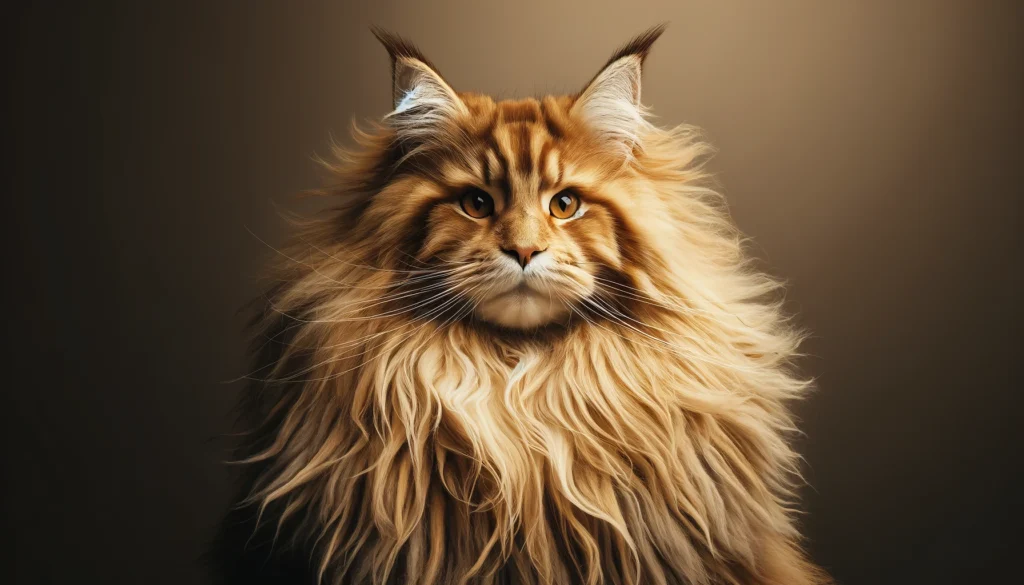 image of a Maine Coon cat showcasing its thick, luxurious fur. The fur is dense and fluffy, highlighting the layers and texture which is a reason why they are so big