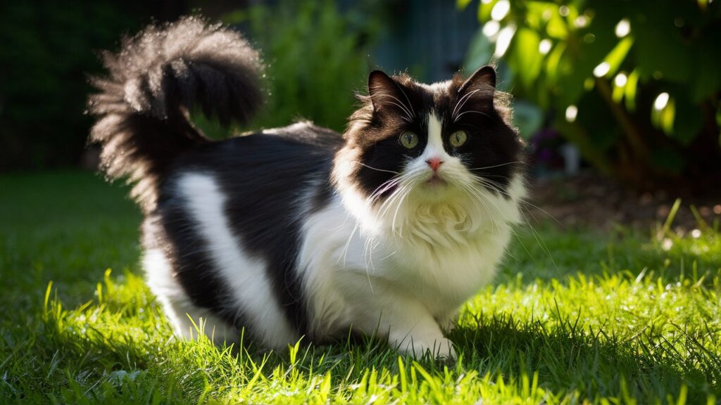 picture of a tuxedo black and white ragdoll cat