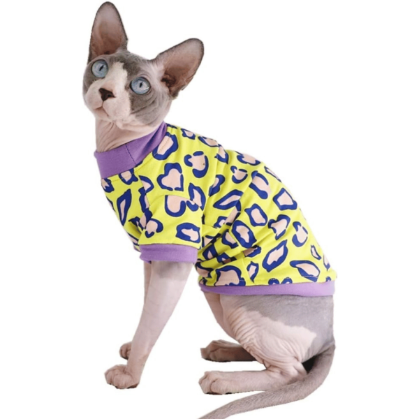 Sphynx Hairless Cat Summer T-Shirts leopard pattern