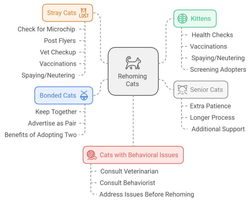 Action plan for rehoming different type of cat