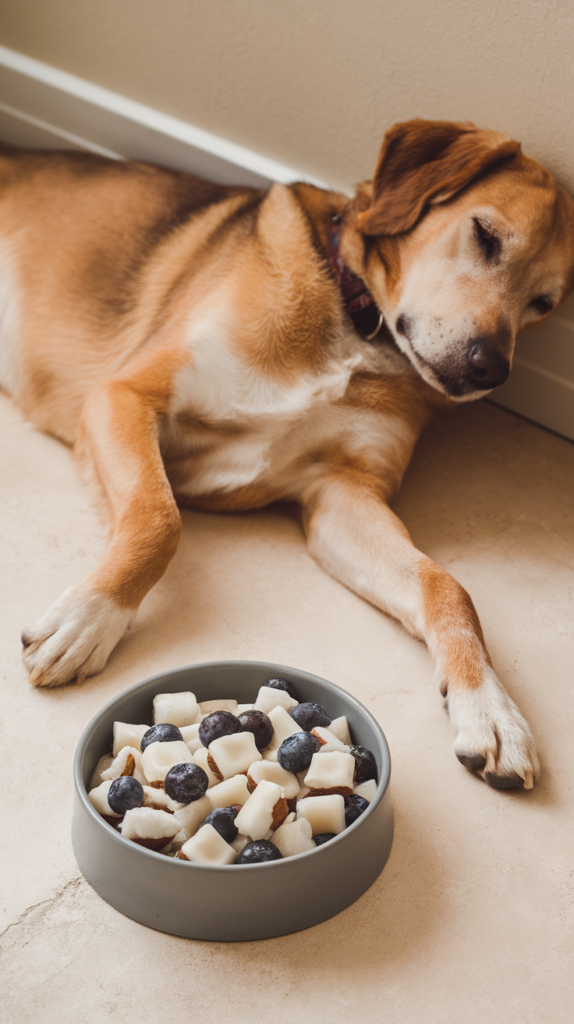 Coconut and Blueberry bites as one of the DIY Dog treat recipes without peanut butter