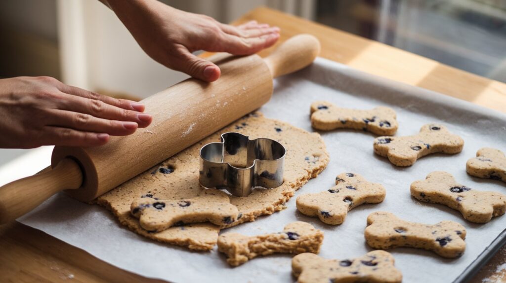 image showing preparation of Homemade Blueberry and Oat Dog Biscuits