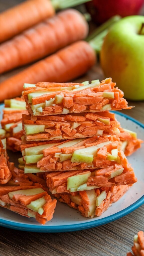 carrot and apple crunchies as one of the plant-based dog treat recipes