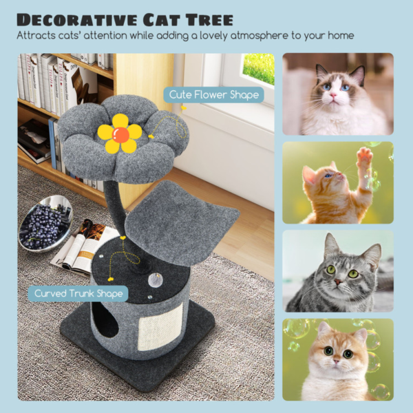 Cat Tree for Large and Small Cats with Curved Metal Supporting Frame - Image 10