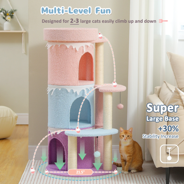 Cat Tree Cat Condos for Large Cats, Cat Tower House with Large Top Perch and Sisal Covered Scratching Posts for Indoor Cats Gift - Image 3