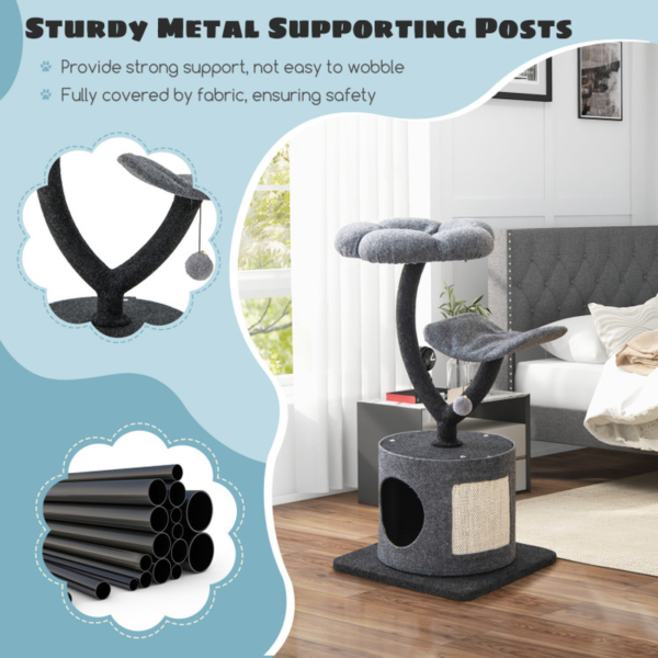 Cat Tree for Large and Small Cats with Curved Metal Supporting Frame - Image 6