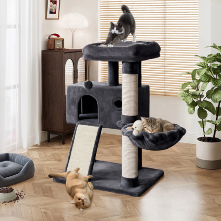 36 Inch Cat Tower Multi-Level Cat Tree with Scratching Posts Kitty Pet Play House, Dark Blue