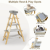 Modern Solid Wood Cat Tree Foldable Ladder Design with Cat Hammock & Sisal Scratch Post Easy Clean 60"H - Image 4