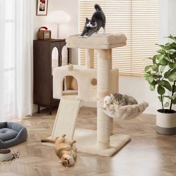 36 Inch Cat Tower Multi-Level Cat Tree with Scratching Posts Kitty Pet Play House, Dark Blue - Image 8
