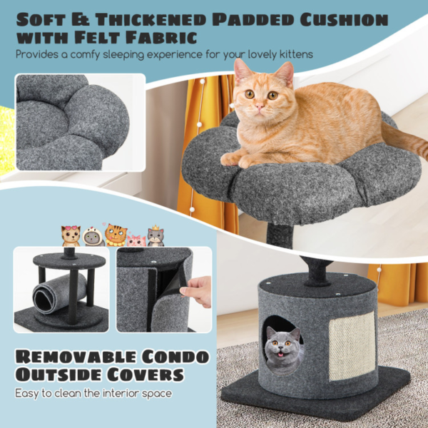 Cat Tree for Large and Small Cats with Curved Metal Supporting Frame - Image 9