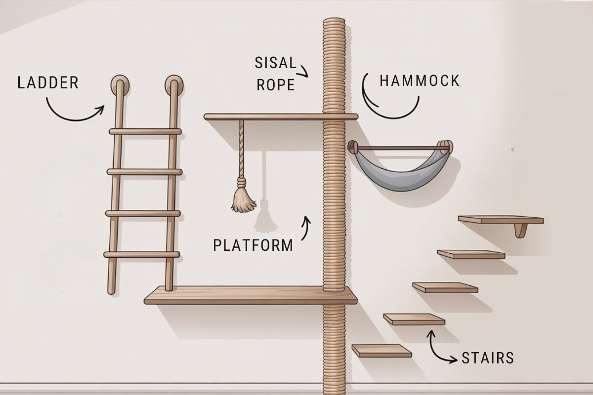 Illustration of Cat Climbing wall Option