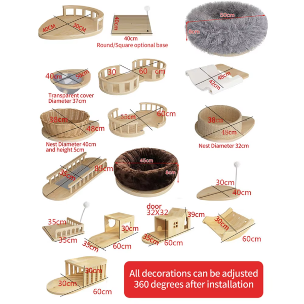 Multi-Level Floor-To-Ceiling Cat Tree Wood Climbing Frame - Height 250-270 Cm - Image 7