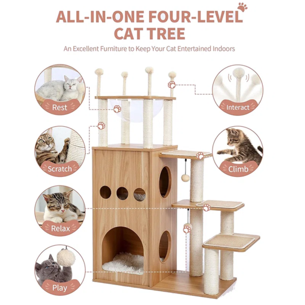 Tavion 42.5“ Wood Cat Trees,Cat Tower,Cat Trees for Large Cats - Image 7