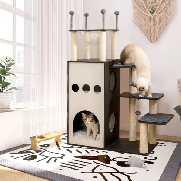 Tavion 42.5“ Wood Cat Trees,Cat Tower,Cat Trees for Large Cats - Image 4