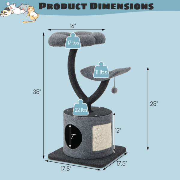 Cat Tree for Large and Small Cats with Curved Metal Supporting Frame - Image 5
