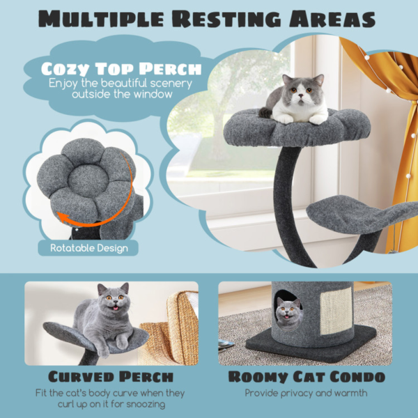 Cat Tree for Large and Small Cats with Curved Metal Supporting Frame - Image 7