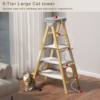 Modern Solid Wood Cat Tree Foldable Ladder Design with Cat Hammock & Sisal Scratch Post Easy Clean 60"H - Image 6