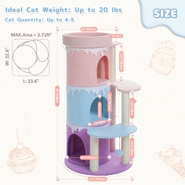 Cat Tree Cat Condos for Large Cats, Cat Tower House with Large Top Perch and Sisal Covered Scratching Posts for Indoor Cats Gift - Image 4