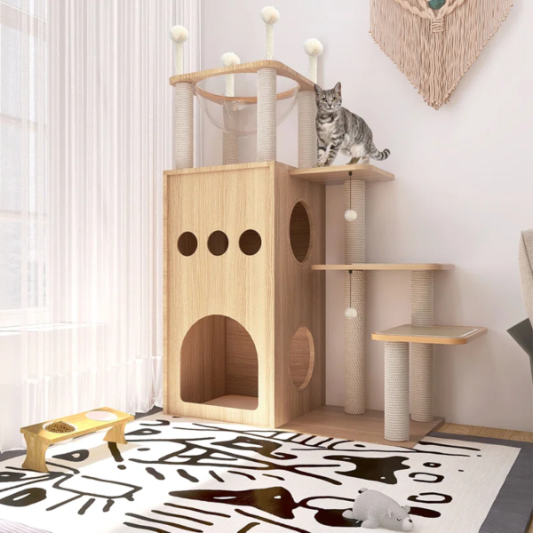 Tavion 42.5“ Wood Cat Trees,Cat Tower,Cat Trees for Large Cats