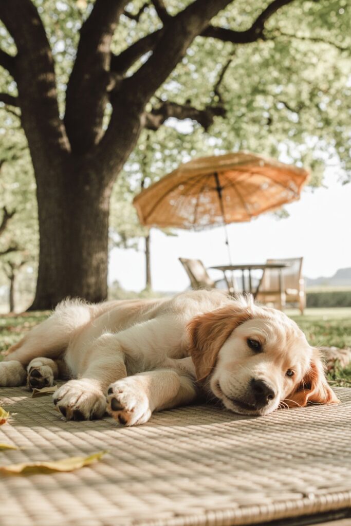 Create cool shaded spots in your backyard for your dog’s summer comfort.
