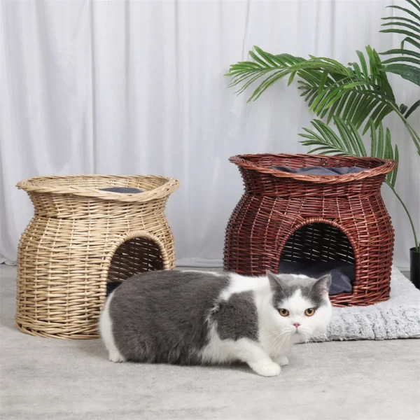 Indoor cat igloo bed with multi-level design for playful cats