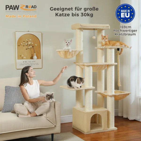 Large Cat Tower for Big Cats – Heavy-Duty Multi-Level Cat Tree - Image 3