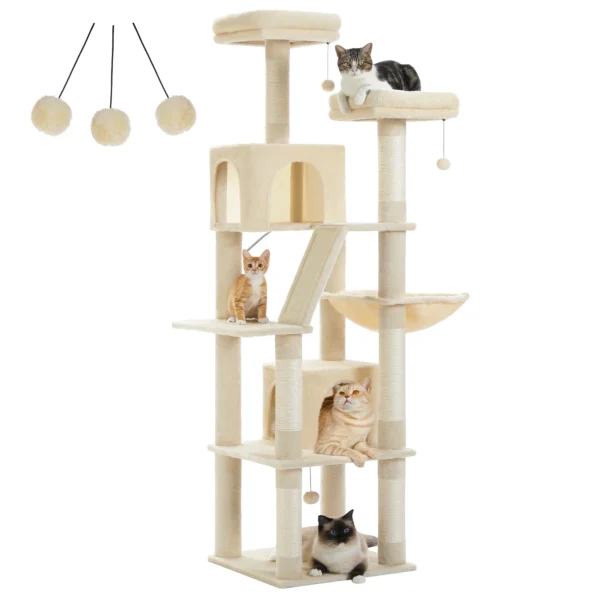 Tall Cat Tree for Large Indoor Cats – Multi-Level Tower with Perches & Scratching Posts - Image 14