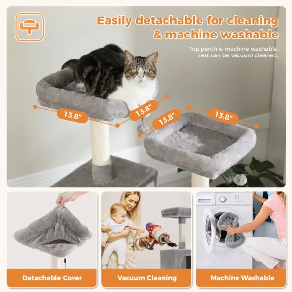 Tall Cat Tree for Large Indoor Cats – Multi-Level Tower with Perches & Scratching Posts - Image 5