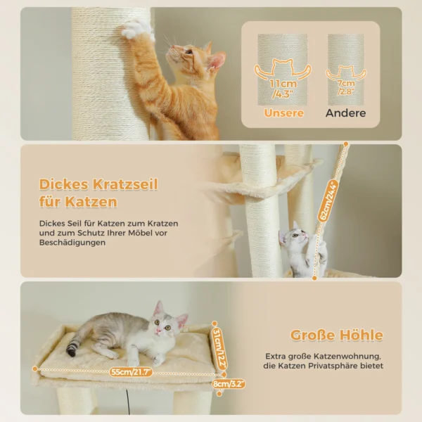 Large Cat Tower for Big Cats – Heavy-Duty Multi-Level Cat Tree - Image 6