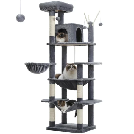 Tall Cat Tree for Large Indoor Cats – Multi-Level Tower with Perches & Scratching Posts