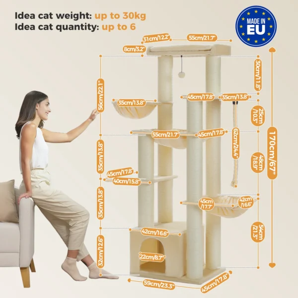 Large Cat Tower for Big Cats – Heavy-Duty Multi-Level Cat Tree - Image 7