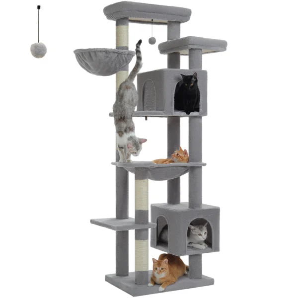 Tall Cat Tree for Large Indoor Cats – Multi-Level Tower with Perches & Scratching Posts - Image 20