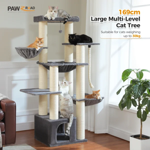 Large Cat Tower for Big Cats – Heavy-Duty Multi-Level Cat Tree - Image 8
