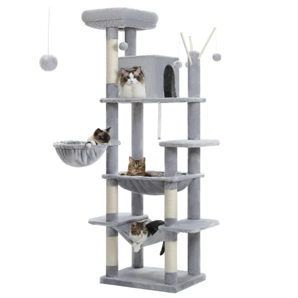Tall Cat Tree for Large Indoor Cats – Multi-Level Tower with Perches & Scratching Posts - Image 10