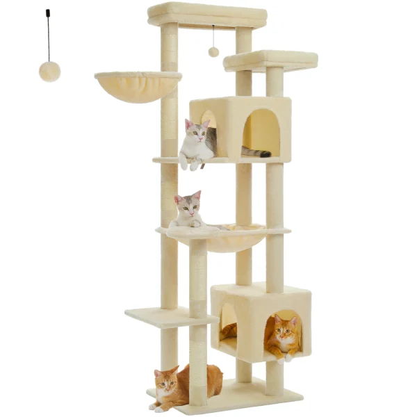 Tall Cat Tree for Large Indoor Cats – Multi-Level Tower with Perches & Scratching Posts - Image 21